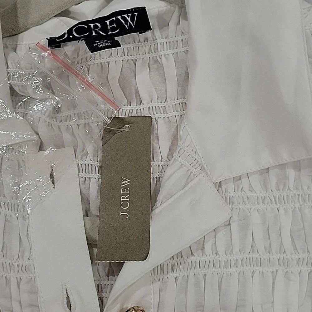 J Crew Smocked button-up shirt in cotton-blend voile NWT BU278